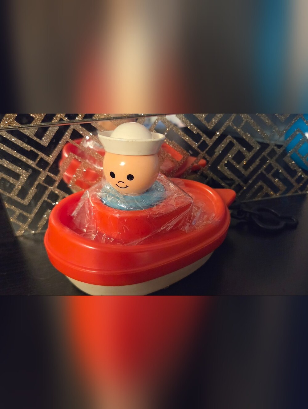 Vintage Fisher Price Tug Boat & Sailor Bath Toy 1970s